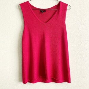 EILEEN FISHER silk nylon blend sleeveless tank top blouse Large textural pink